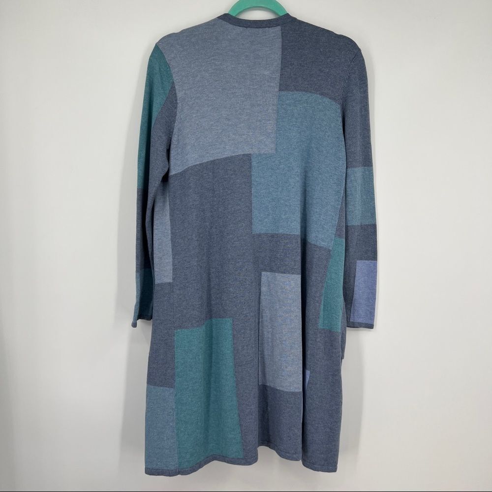 J. Jill Multi Patchwork Colorblock Blue Open Drap… - image 6